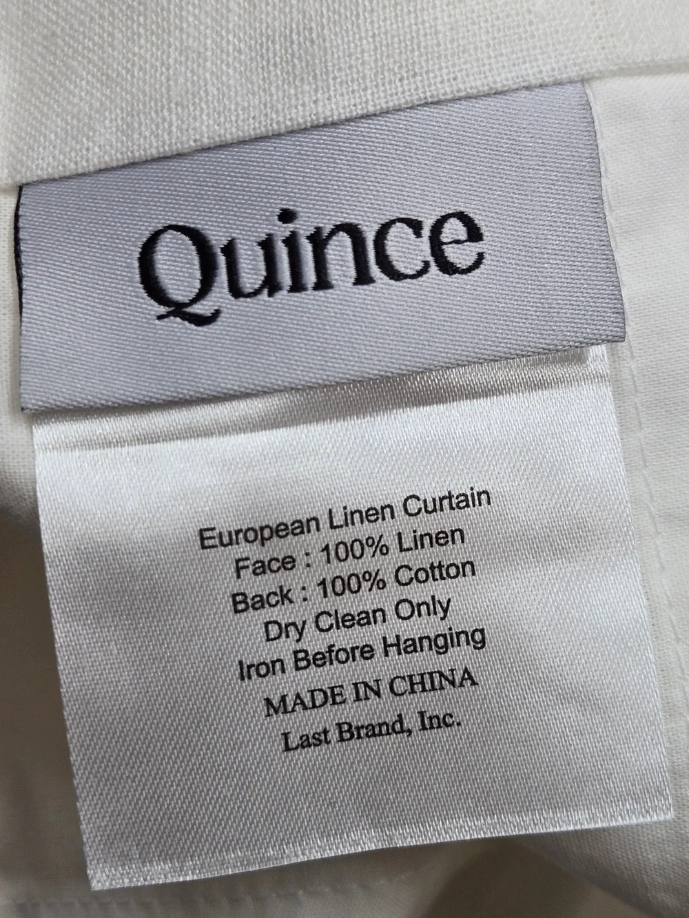 NWT QUINCE Set Of 2 48x84 European Linen Curtains White 9527